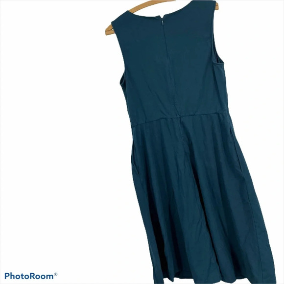 EShakti teal dress 16 or 1x with pockets. Sleeveless full skirt - Picture 3 of 4